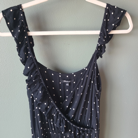 Madewell Ruffle Front Wrap Jumpsuit in Grid Dot, Size 6 - Picture 6 of 6